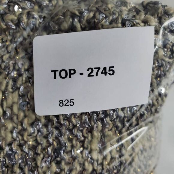 Studio Y Women’s Metallic Knit Cardigan Sweater Sequin Beaded Shoulder XS - Picture 9 of 9